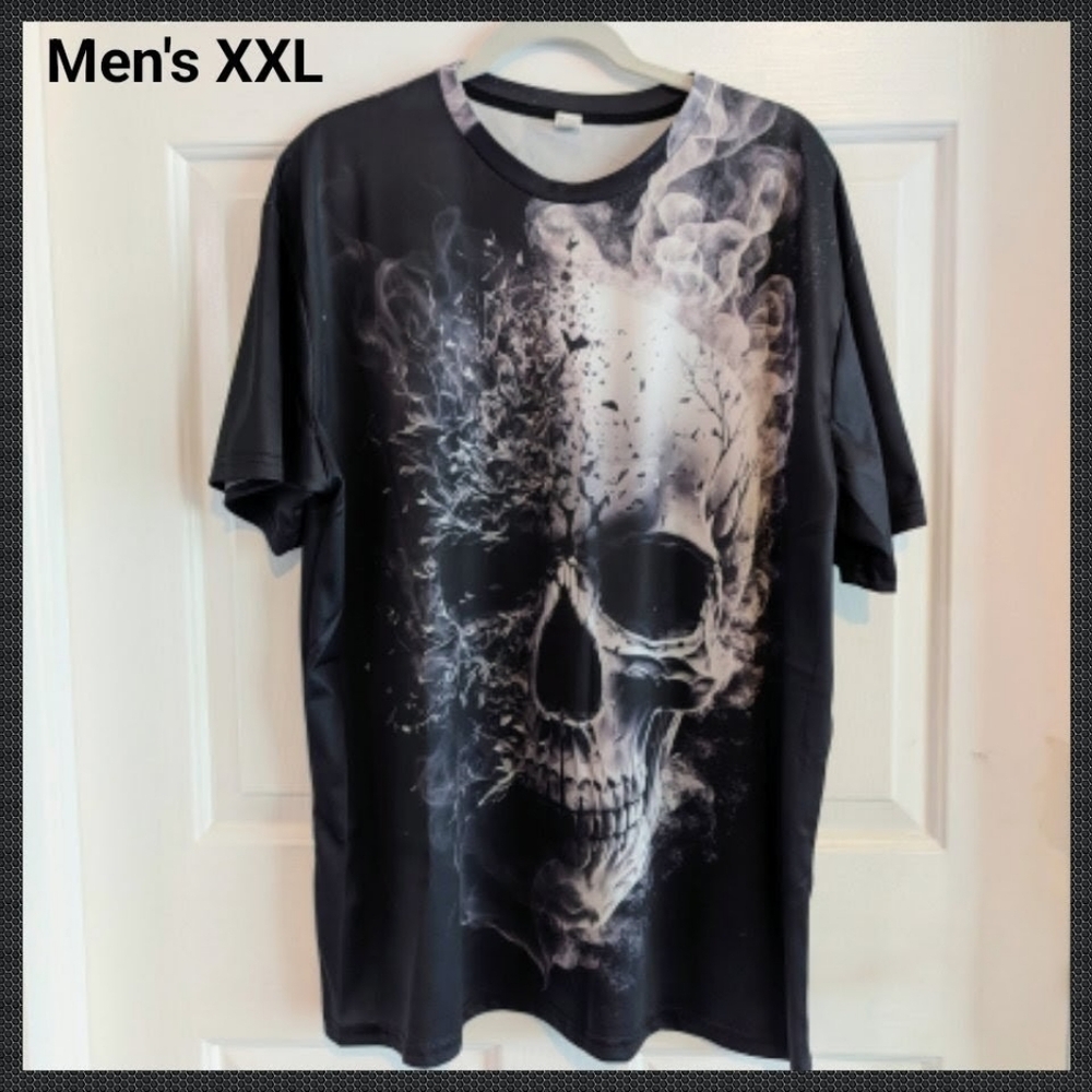 Men's XXL Skull Graphic Short Sleeve Shirt Black 2XL